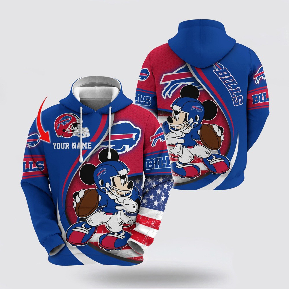 Personalized NFL Buffalo Bills Mickey Mouse 100 Year Anniversary Hoodie