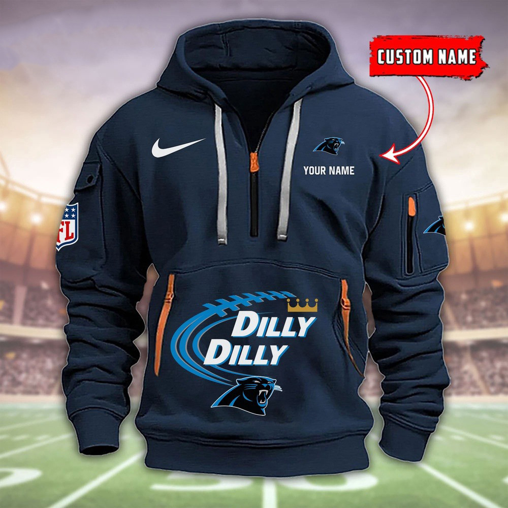 Personalized NFL Carolina Panthers Dilly Dilly Quarter Zip Hoodie FootballFor Him