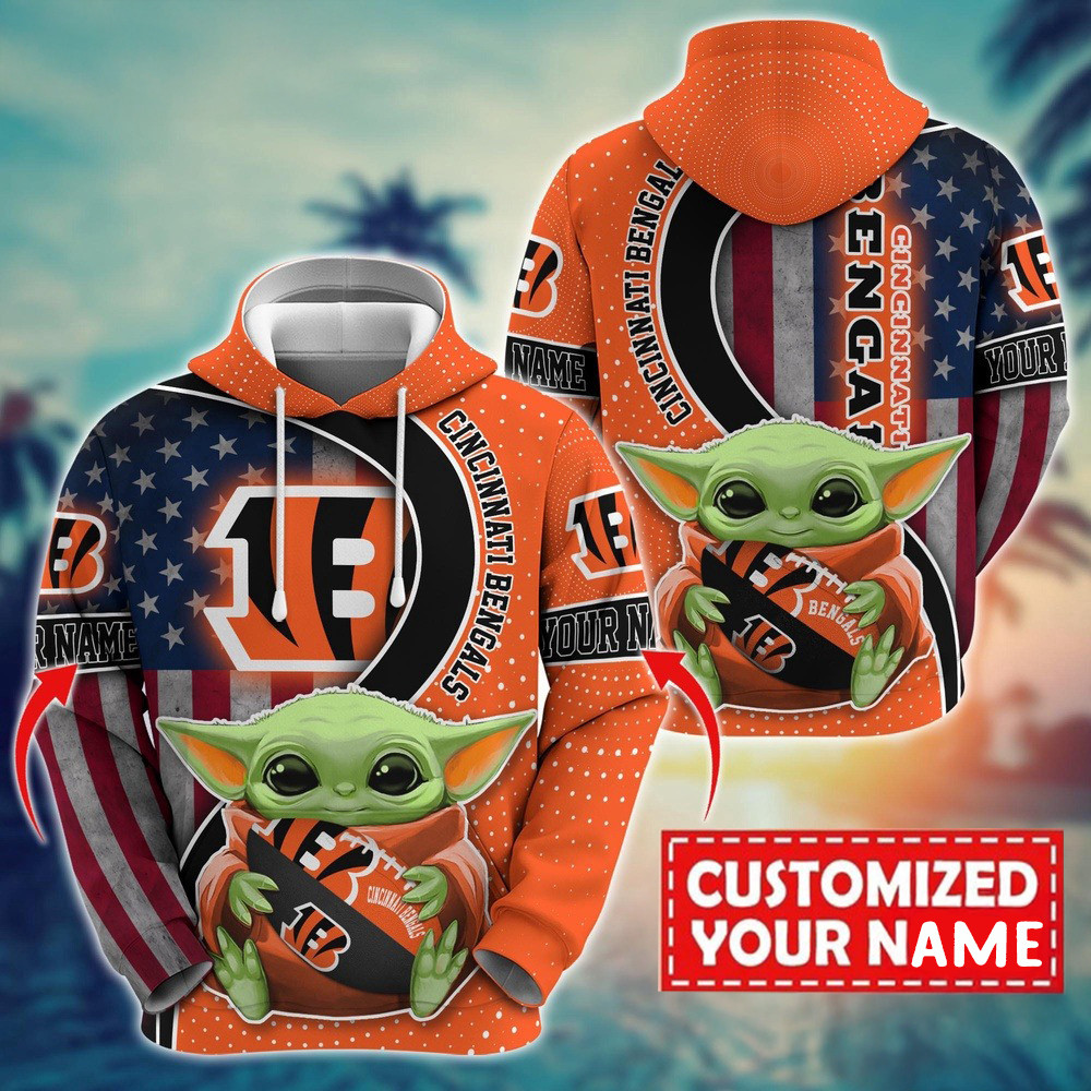 Personalized NFL Cincinnati Bengals Baby Yoda Unisex Hoodie Football