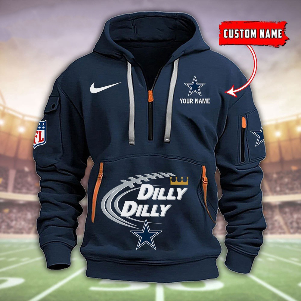 Personalized NFL Dallas Cowboys Dilly Dilly Quarter Half Zip Hoodie