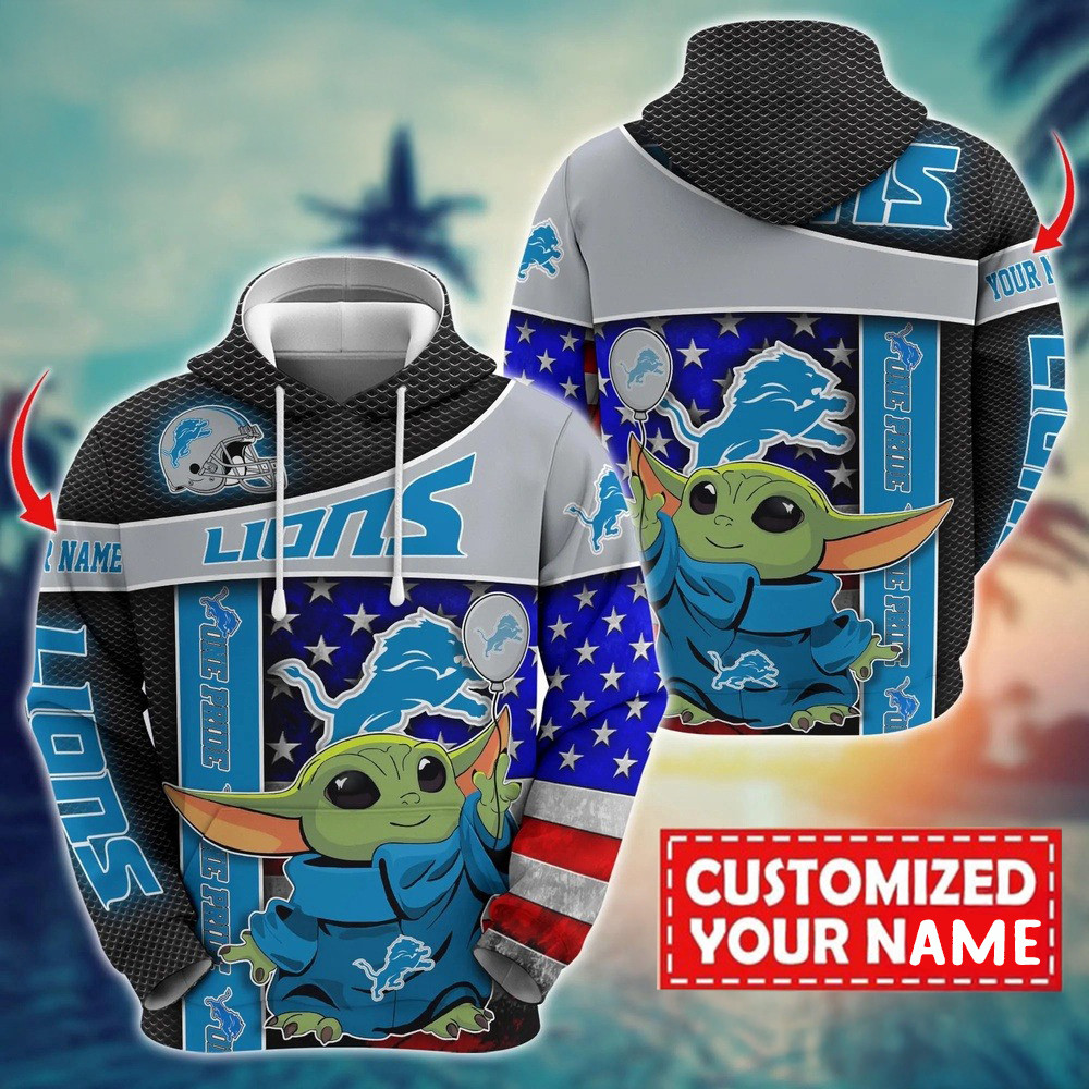 Personalized NFL Detroit Lions Baby Yoda Unisex Hoodie Best