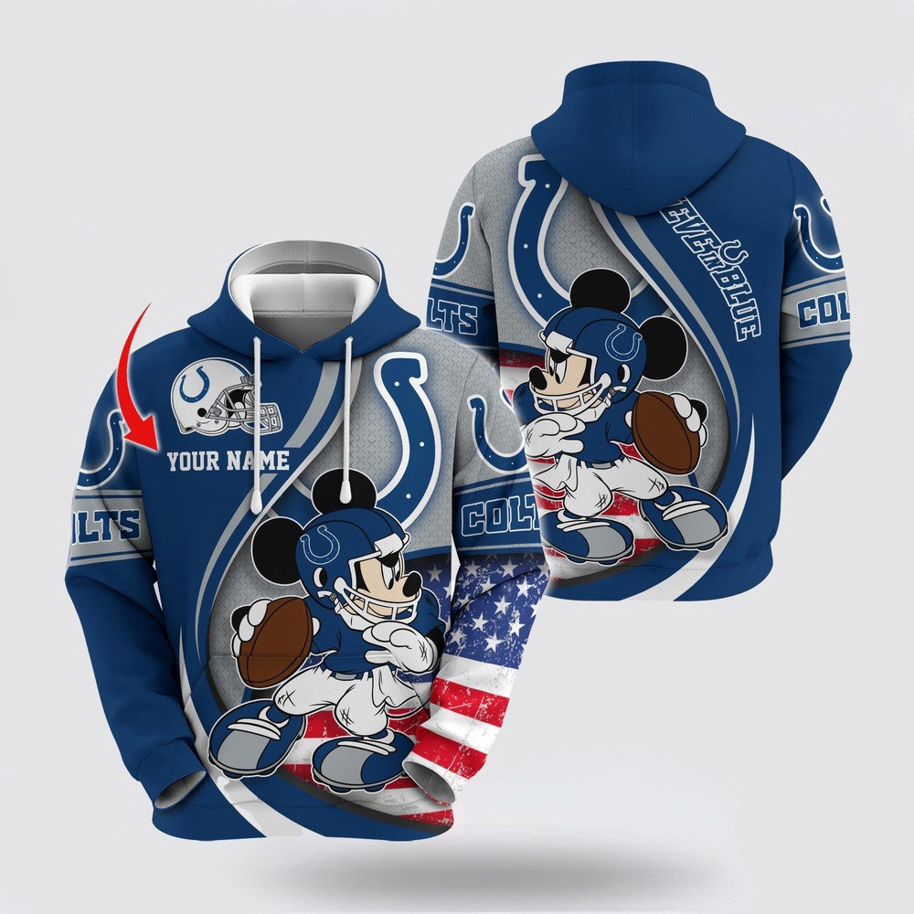 Personalized NFL Indianapolis Colts Mickey Mouse 100 Year Anniversary Hoodie Gifts