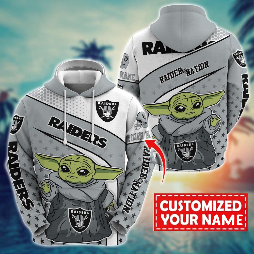 Personalized NFL Las Vegas Raiders Baby Yoda Hoodie Football Gifts