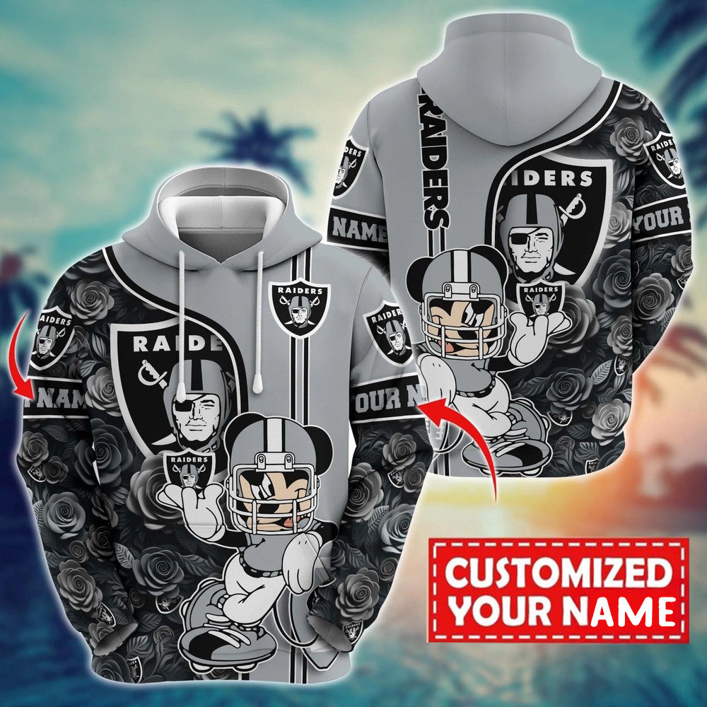 Personalized NFL Las Vegas Raiders Mickey Mouse Flower Hoodie Football Ideas