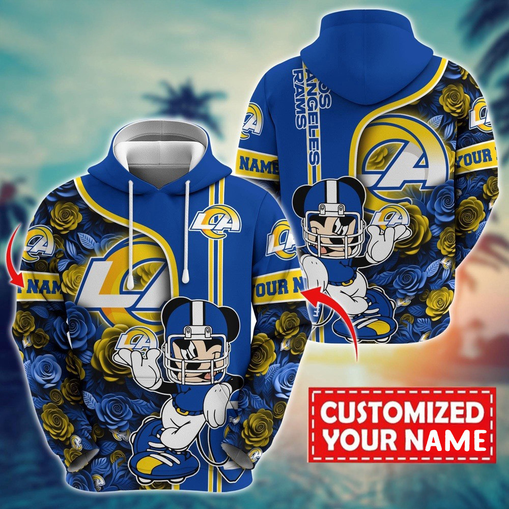 Personalized NFL Los Angeles Rams Mickey Mouse Flower Hoodie Football Ideas