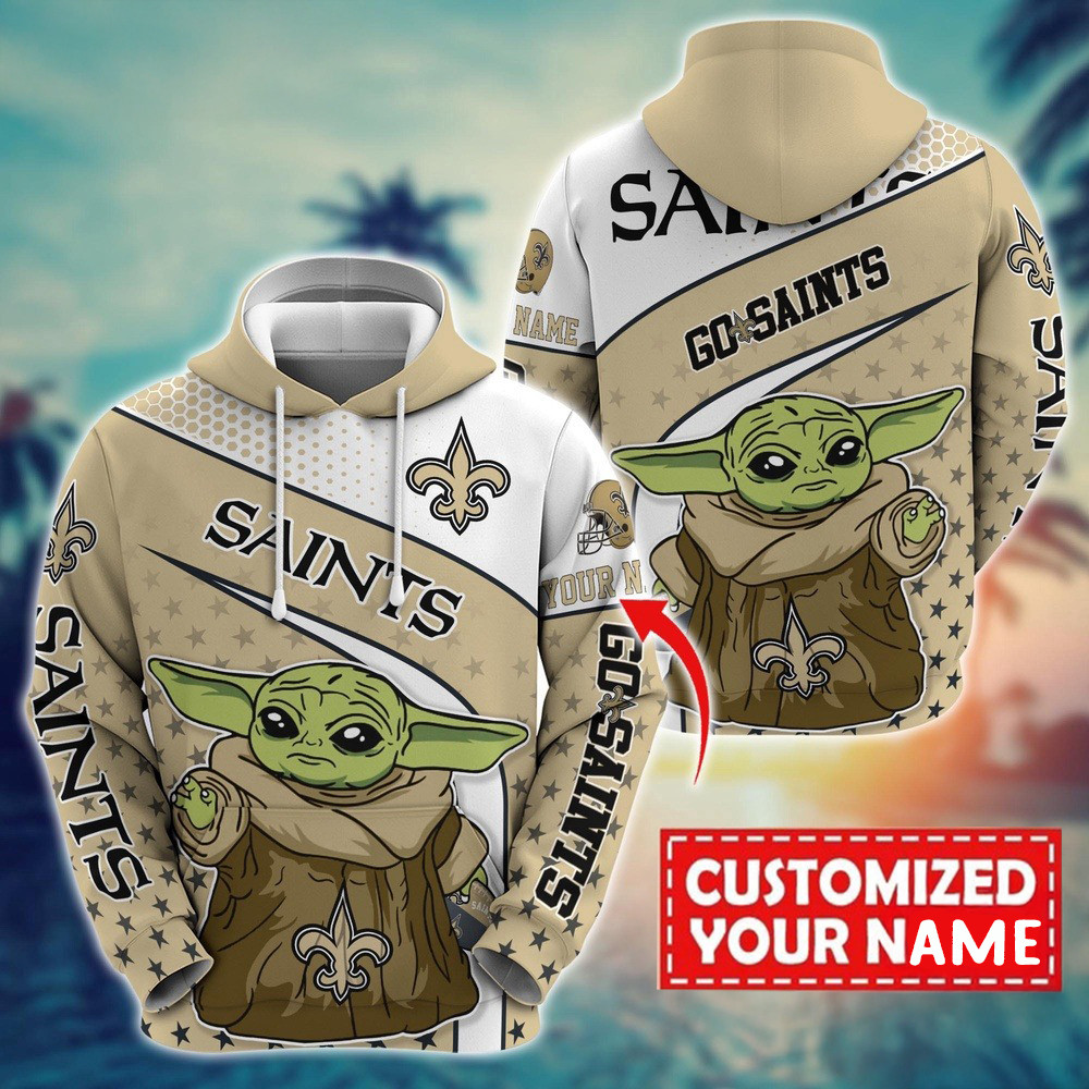 Personalized NFL New Orleans Saints Baby Yoda Hoodie Football Gifts