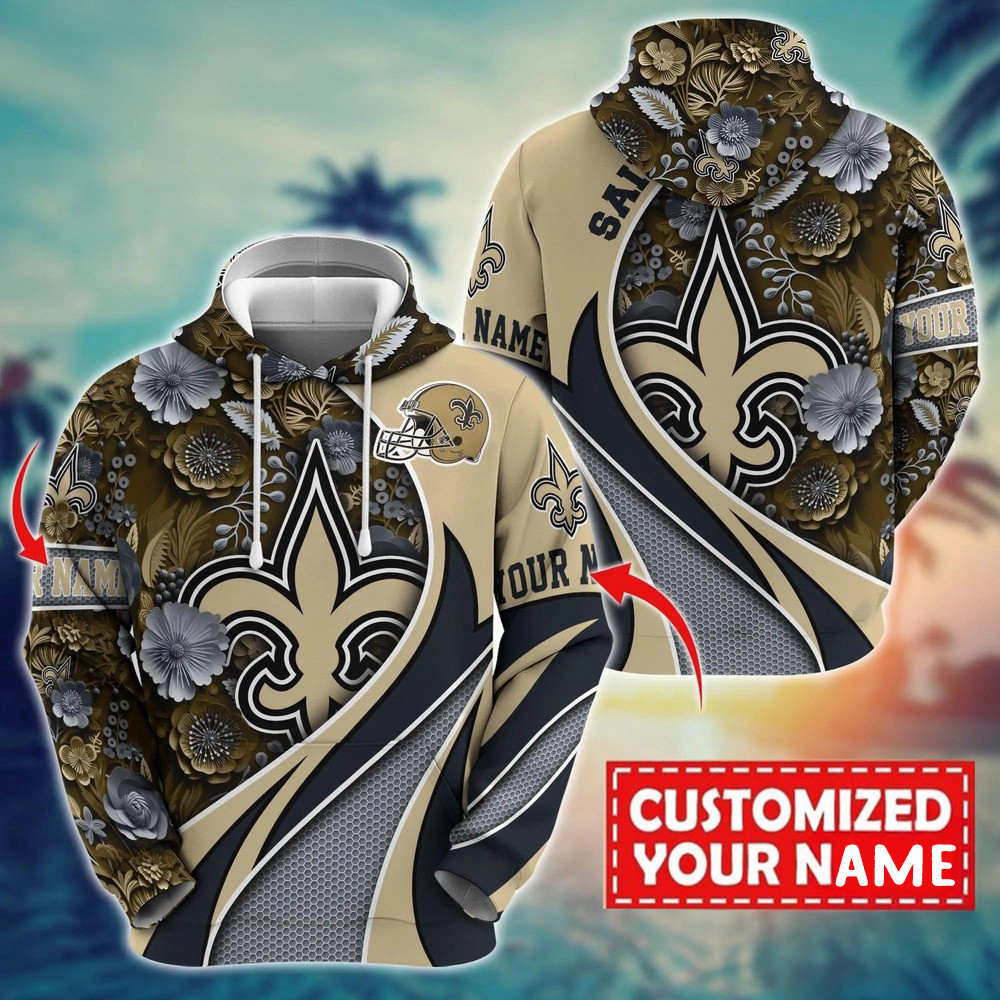 Personalized NFL New Orleans Saints Flower 3D Hoodie Best