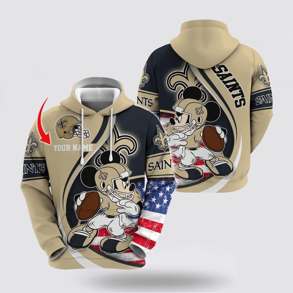 Personalized NFL New Orleans Saints Mickey Mouse 100 Year Anniversary Hoodie
