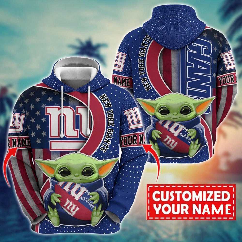 Personalized NFL New York Giants Baby Yoda Hoodie For