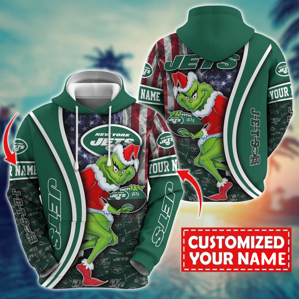 Personalized NFL New York Jets Grinch Hoodie Football
