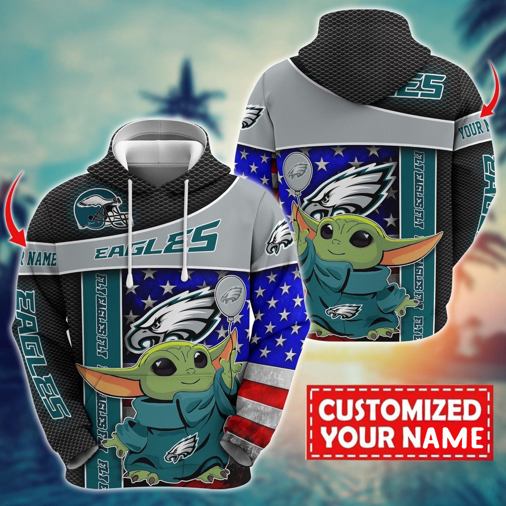 Personalized NFL Philadelphia Eagles Baby Yoda Hoodie Unique