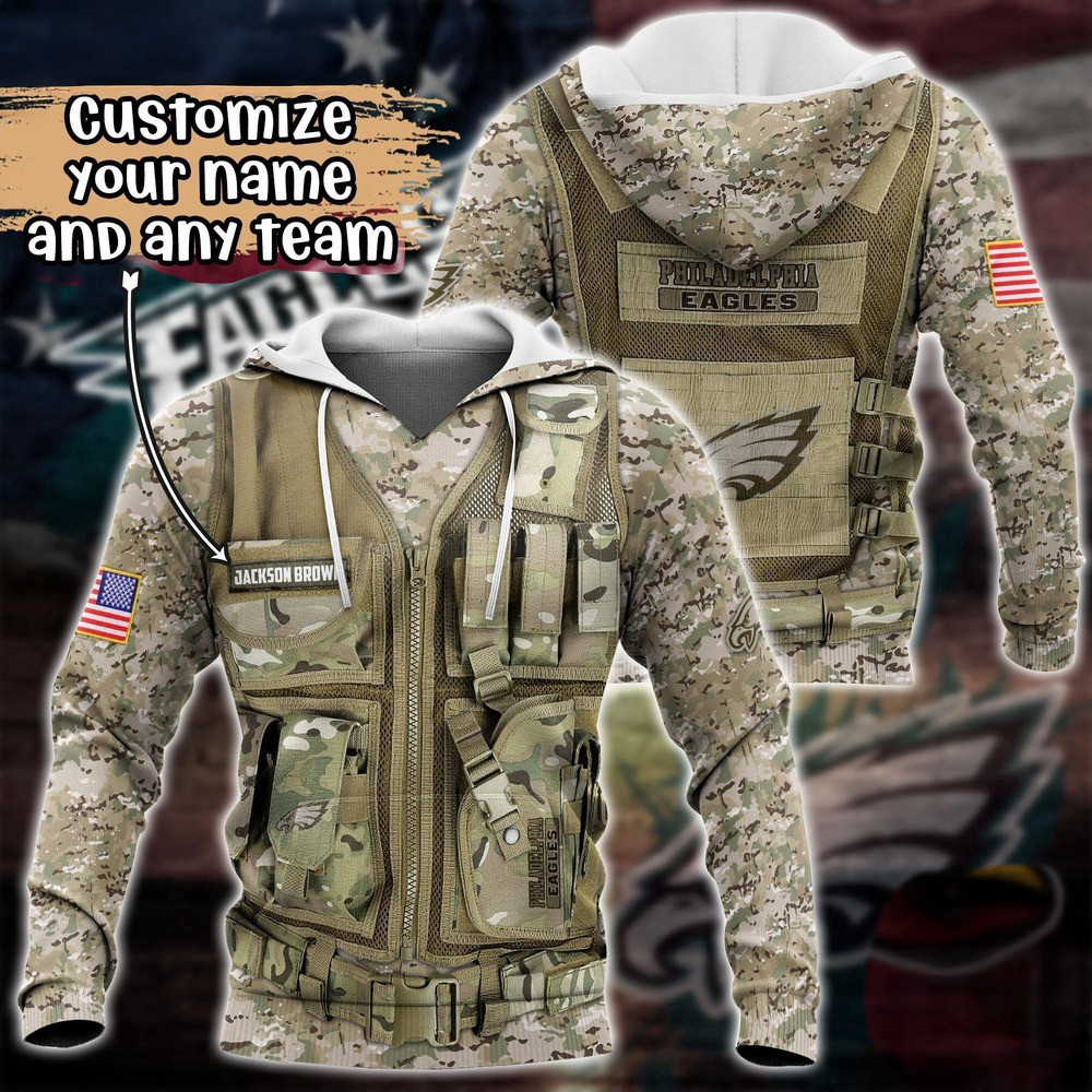Personalized NFL Philadelphia Eagles Camo Hoodie Unique