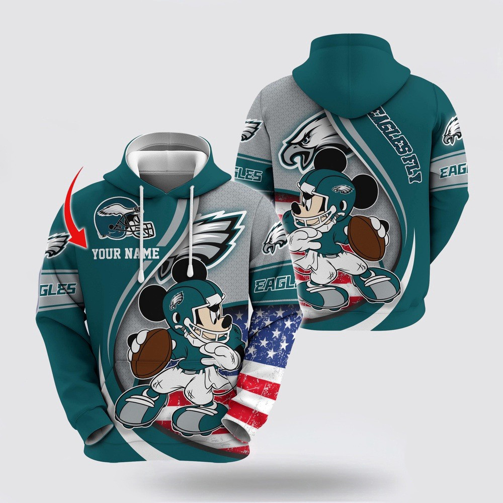 Personalized NFL Philadelphia Eagles Mickey Mouse 100 Year Anniversary Hoodie