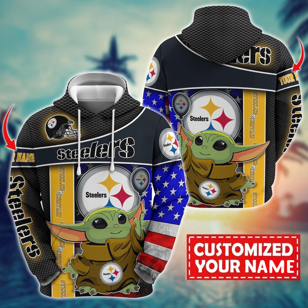 Personalized NFL Pittsburgh Steelers Baby Yoda Hoodie Best Football Gifts