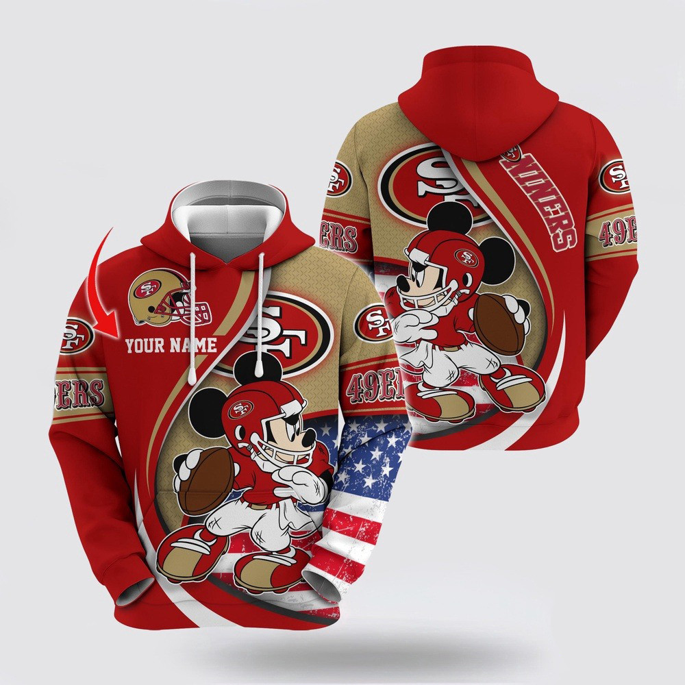Personalized NFL San Francisco 49ers Mickey Mouse 100 Year Anniversary Hoodie