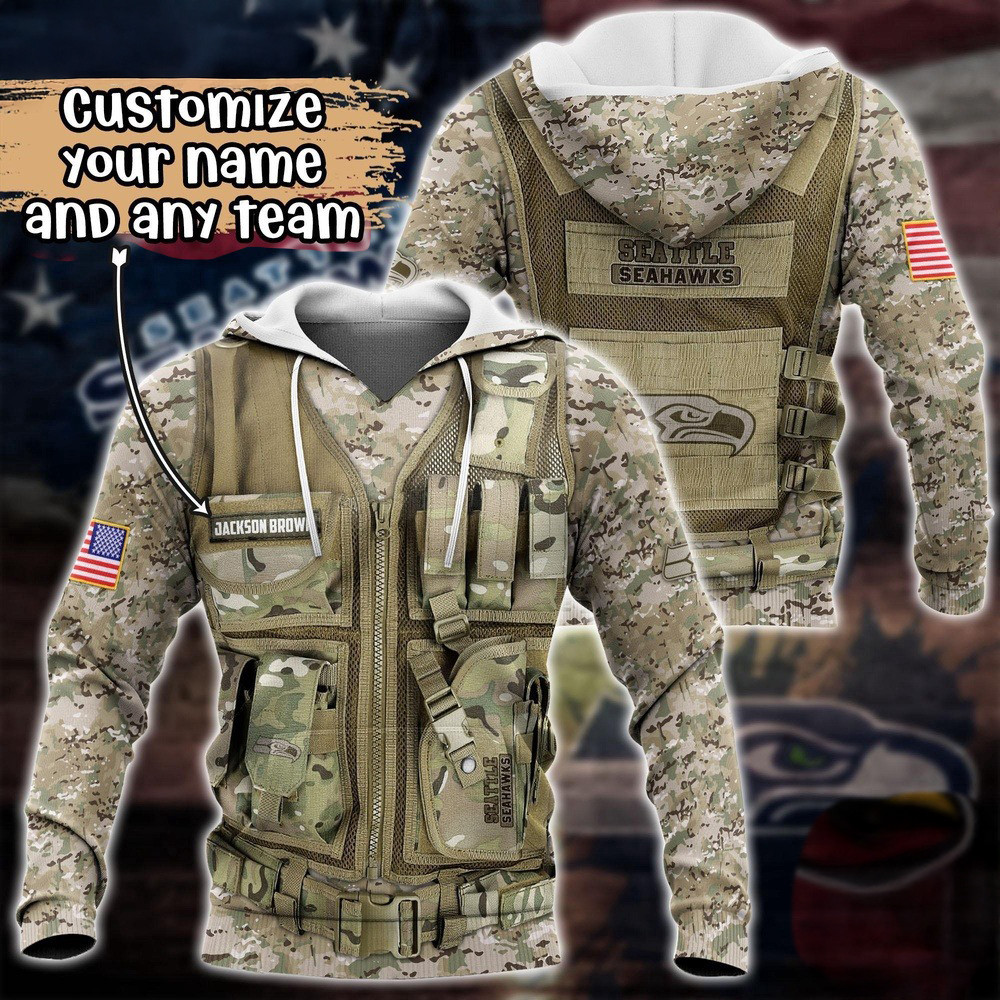 Personalized NFL Seattle Seahawks Camo Hoodie Best Football Gifts