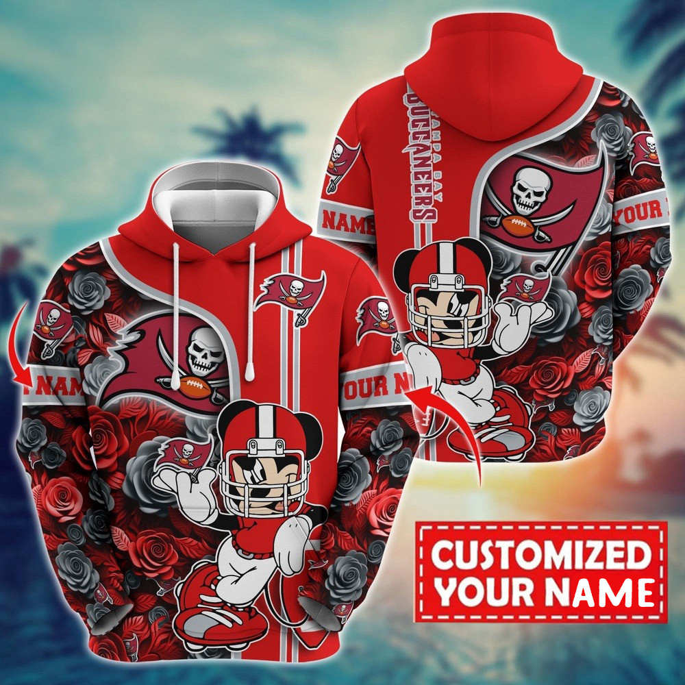 Personalized NFL Tampa Bay Buccaneers Mickey Mouse Flower Hoodie Presents For Football Lovers