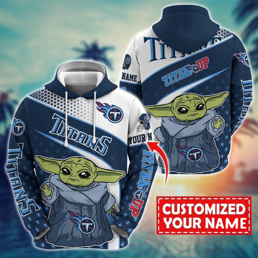 Personalized NFL Tennessee Titans Baby Yoda Hoodie Football Gifts