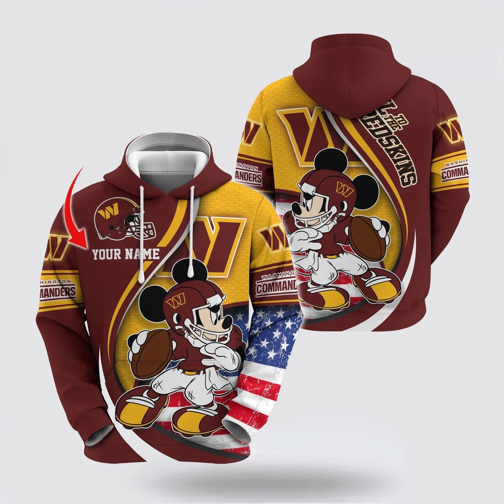 Personalized NFL Washington Commanders Mickey Mouse 100 Year Anniversary Hoodie
