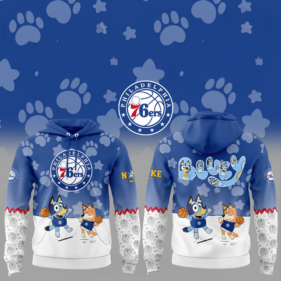 Philadelphia 76ers x Bluey And Bingo Hoodie Gift For Philadelphia 76ers Fans