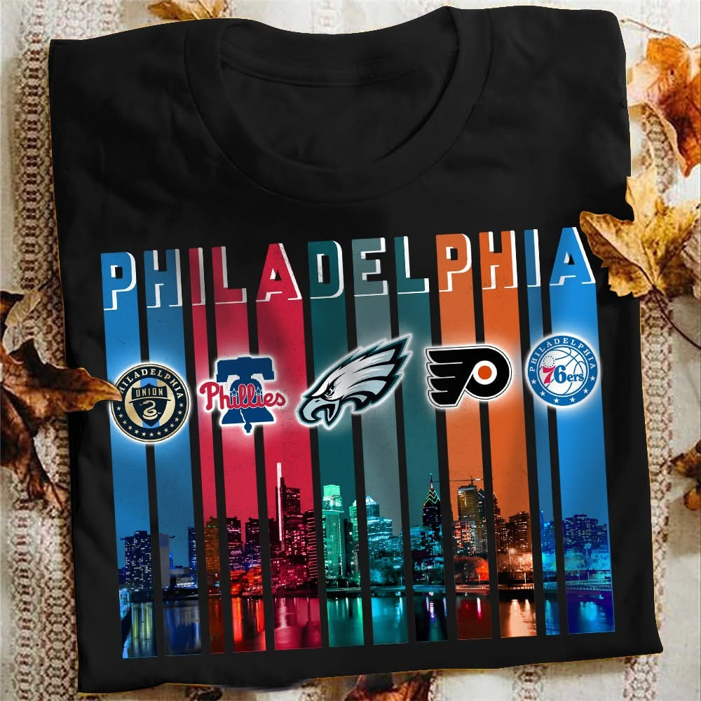 Philadelphia City Sport Teams Skyline T-Shirt Best Gifts For Pittsburgh Sports Lovers Fans Oregontrailrvpk Shirt