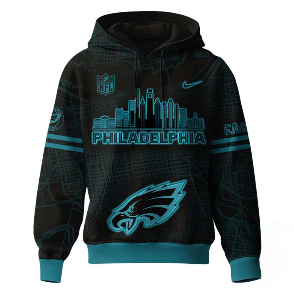 Philadelphia Eagles 2025 Back In Black Hoodie Football