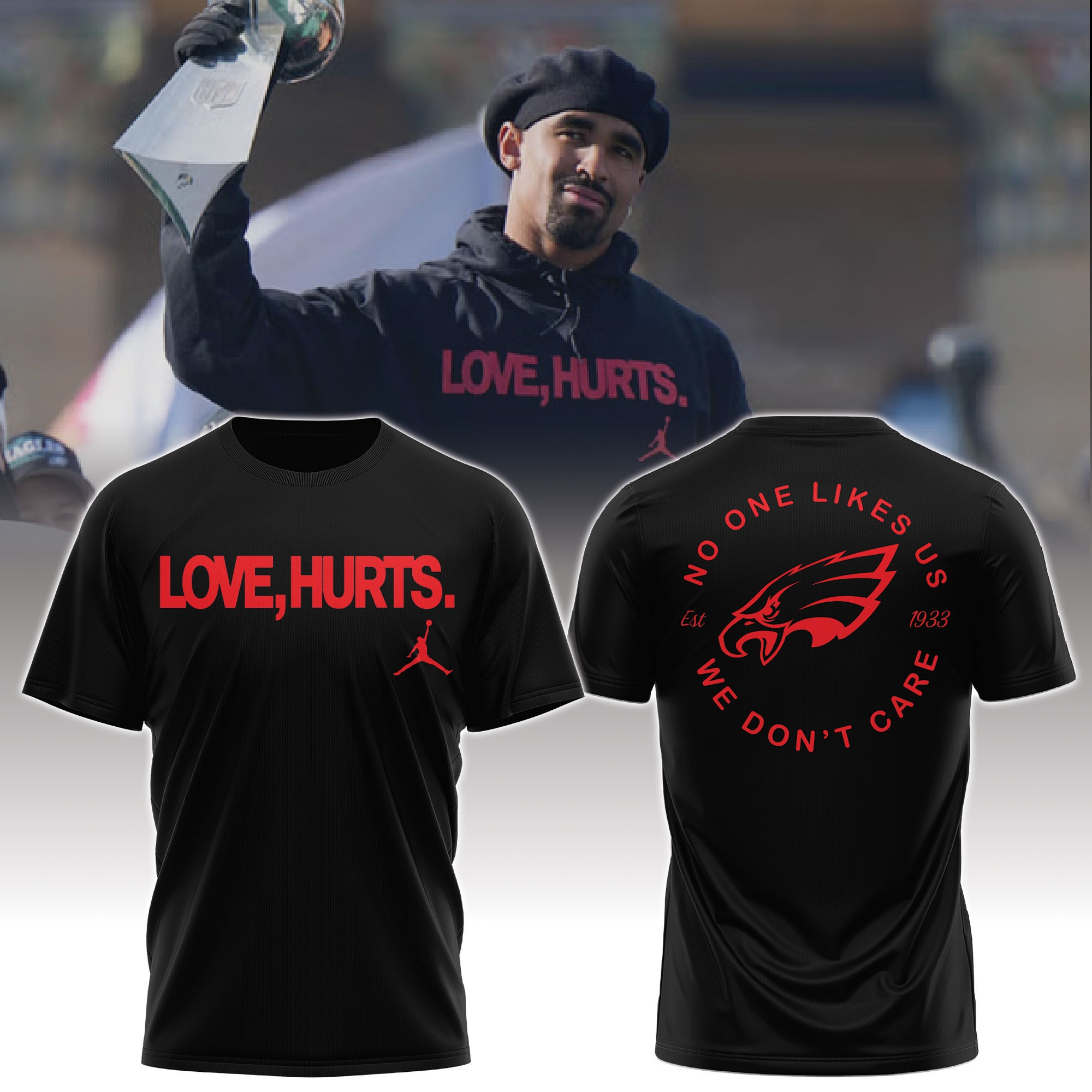 Philadelphia Eagles Jalen Hurts Jordan Shirt No One Like Us We Don't Care Eagles Oregontrailrvpk Shirt