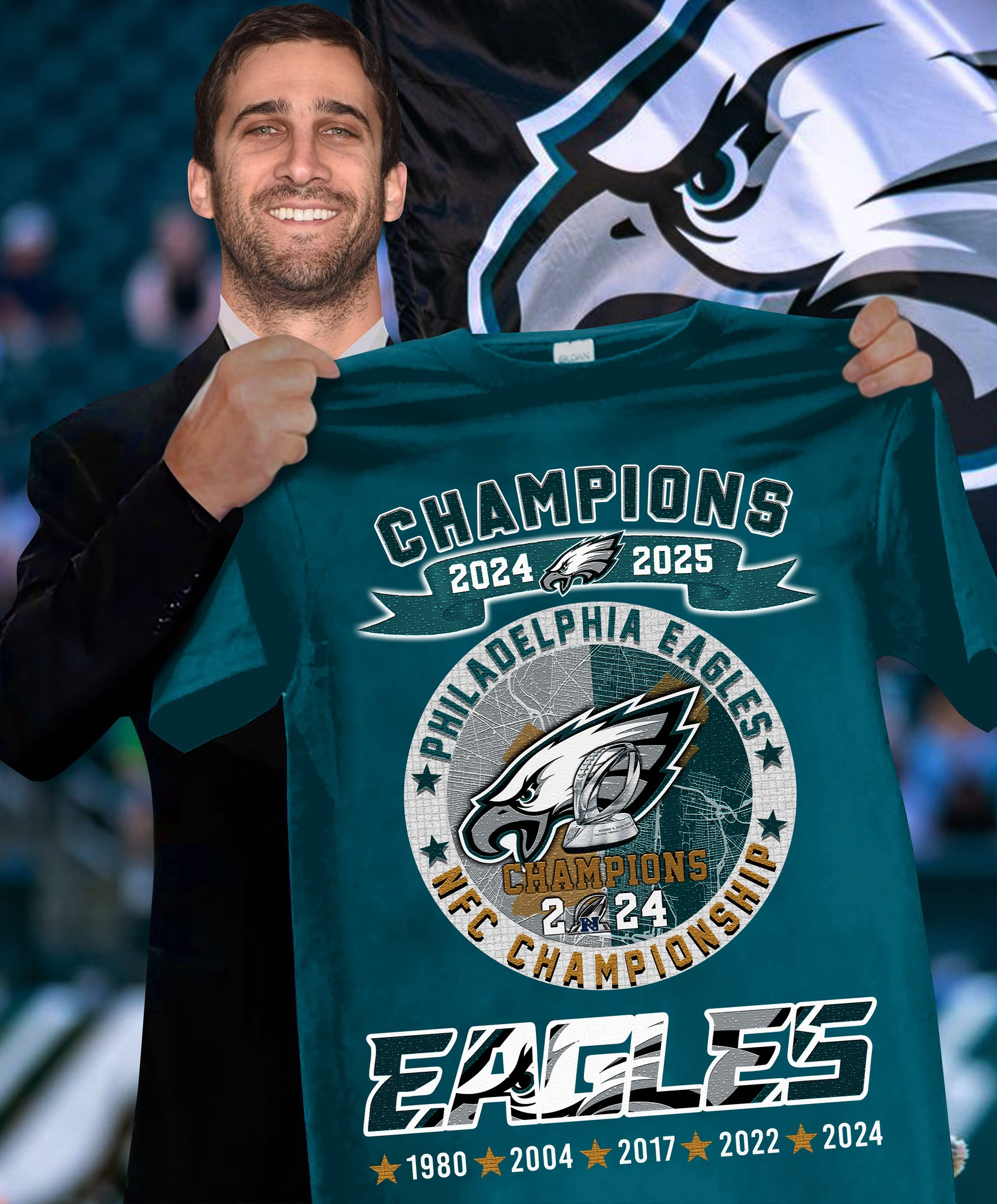 Philadelphia Eagles NFC Champions 2024 2025 T-Shirt For Football Fans Oregontrailrvpk Shirt