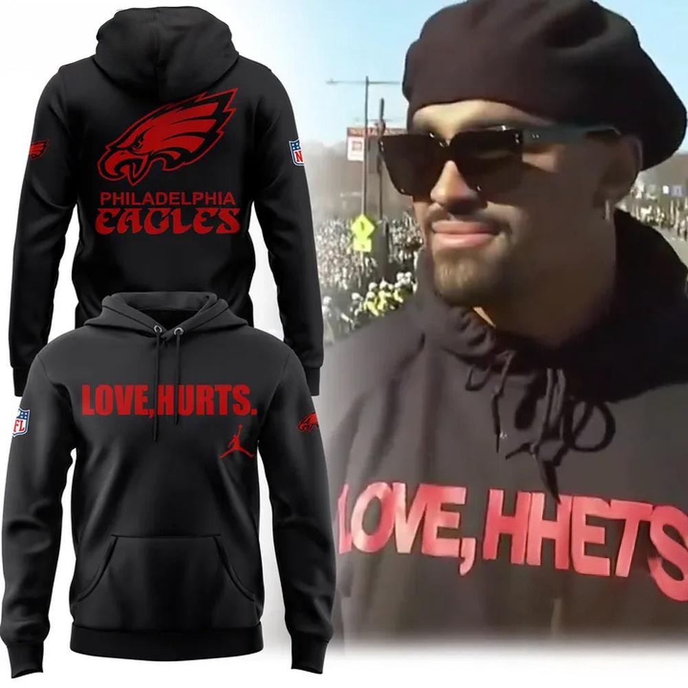 Philadelphia Eagles NFL x Love Hurts 2025 Champions New 3D Hoodie Football