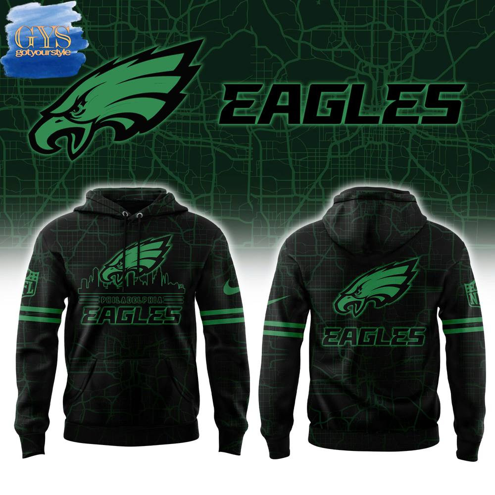 Philadelphia Eagles Skyline Black Hoodie Best Football Gifts