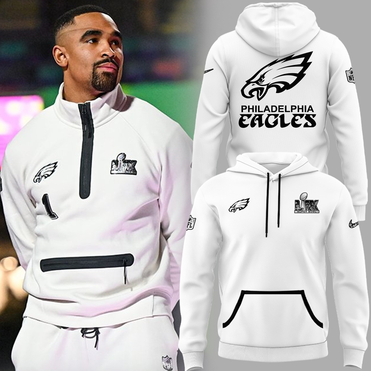 Philadelphia Eagles Super Bowl Champions Hoodie Jalen Hurts NFL Football Fans Merch Gift