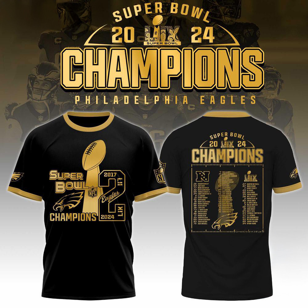 Philadelphia Eagles Super Bowl LIX Champions Golden Shirt Football Oregontrailrvpk Shirt