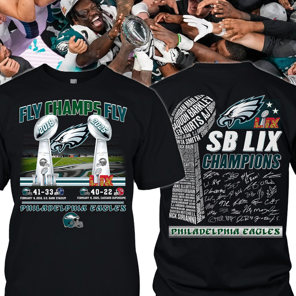 Philadelphia Eagles Super Bowl LIX Champions T-Shirt Fly Eagles Championship Merch For Fan Oregontrailrvpk Shirt