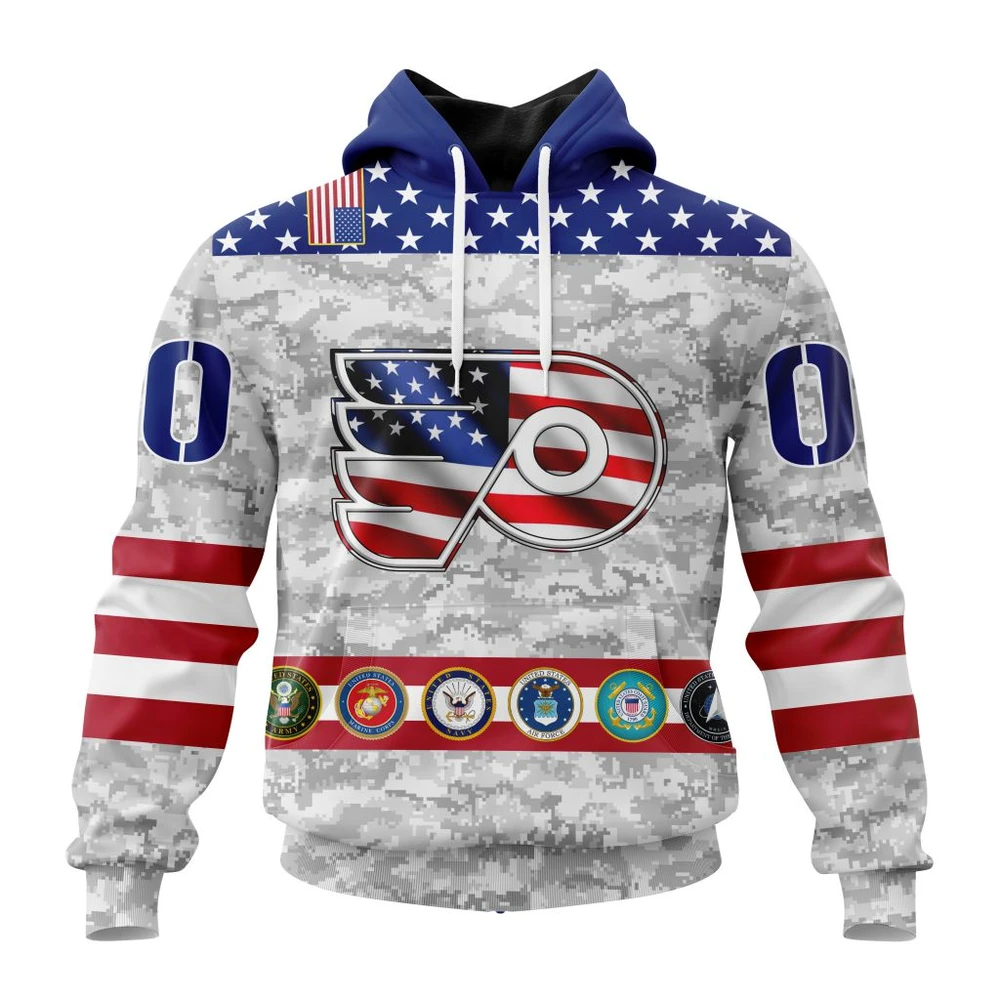 Philadelphia Flyers Armed Forces Appreciation All Over Print Hoodie Style 29379