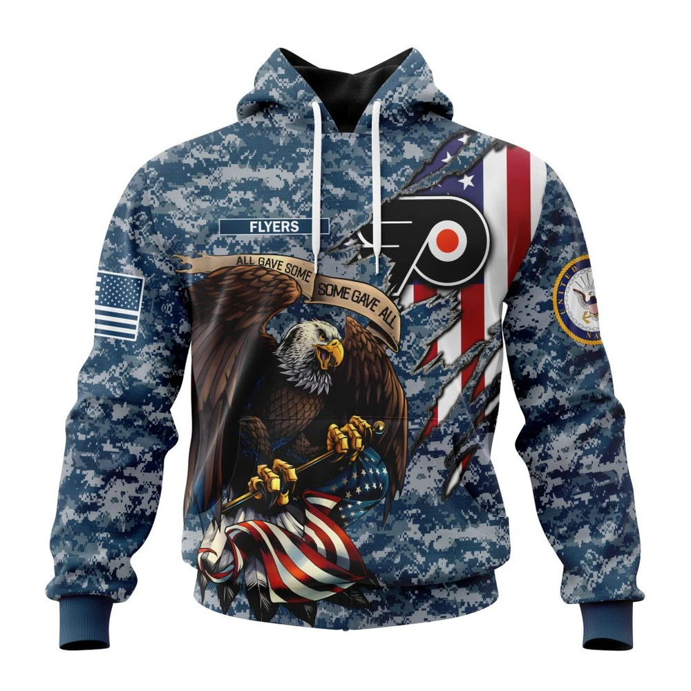 Philadelphia Flyers Honor Us Navy Veterans All Over Print Hoodie Style 35262