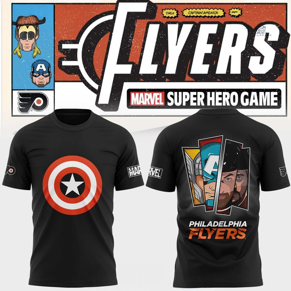 Philadelphia Flyers Marvel Super Hero Game 2025 T-Shirt Gift Ideas For Hockey Fans Oregontrailrvpk Shirt
