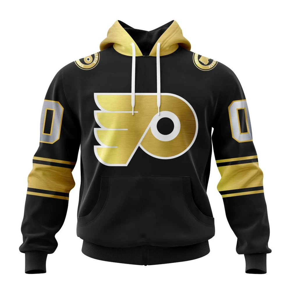 Philadelphia Flyers Special Black And Gold Design All Over Print Hoodie Style 90772