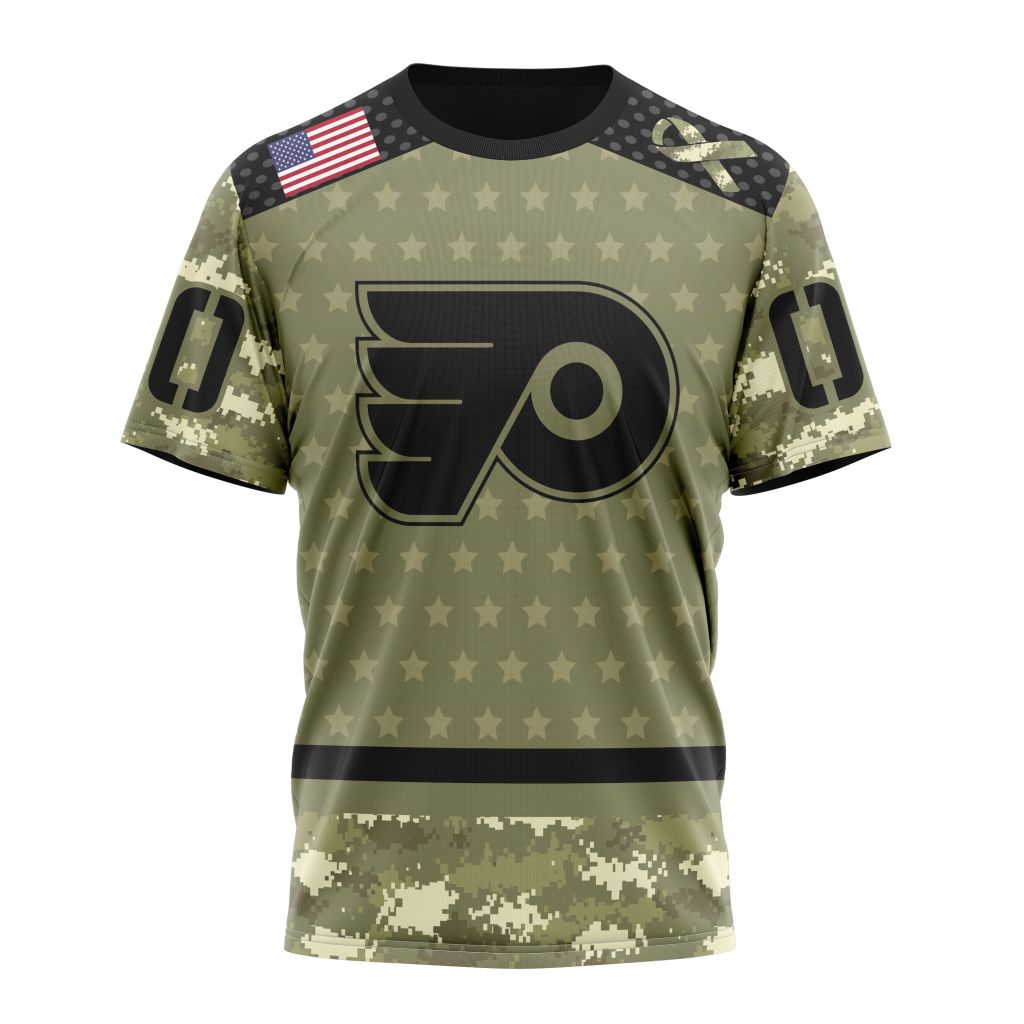Philadelphia Flyers Special Camo Military Appreciation Personalized Name And Number T-Shirt Oregontrailrvpk Shirt