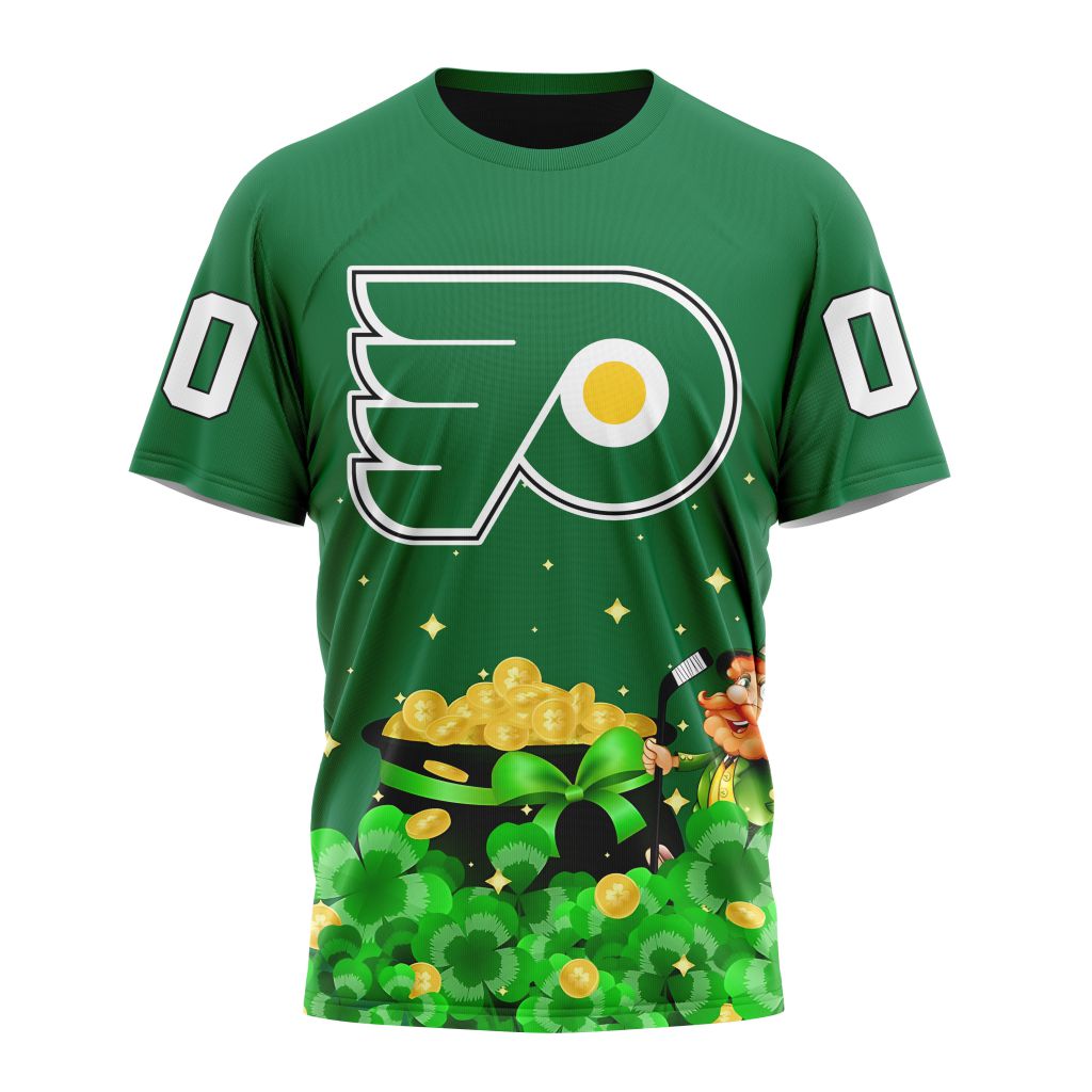 Philadelphia Flyers Special Design For St.Patrick's Day Personalized Name And Number T-Shirt Oregontrailrvpk Shirt