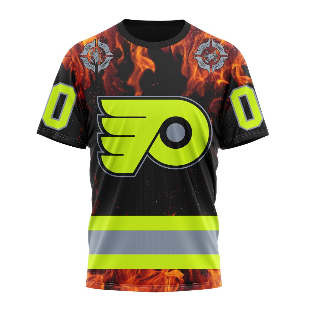 Philadelphia Flyers Special Design Honoring Firefighters 01 Personalized Name And Number T-Shirt Oregontrailrvpk Shirt