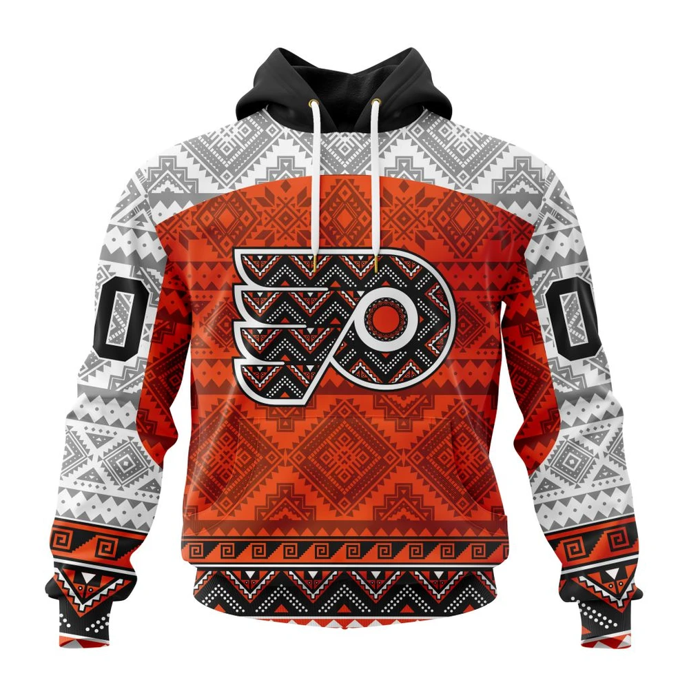 Philadelphia Flyers Special Design With Native Pattern All Over Print Hoodie Style 16662