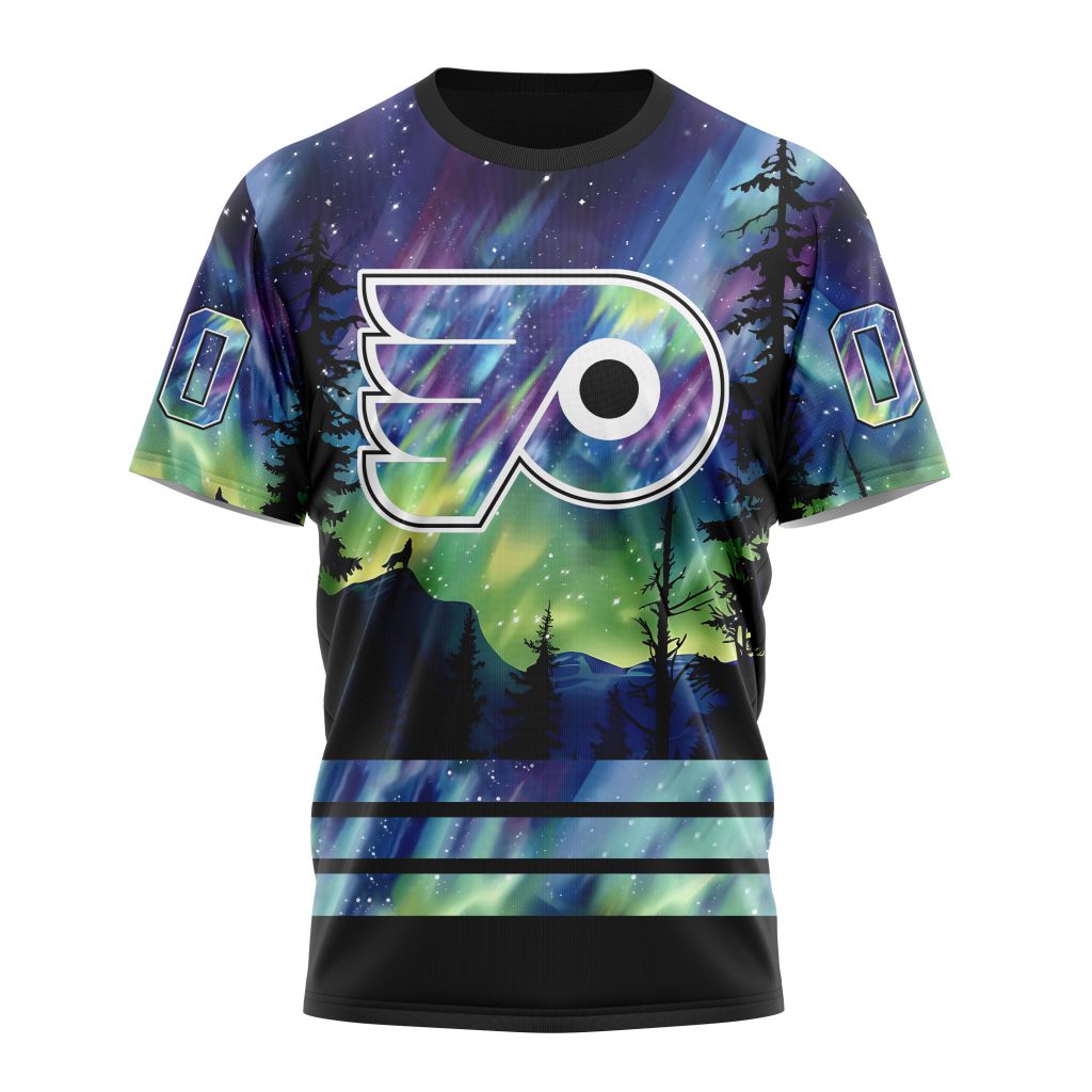 Philadelphia Flyers Special Design With Northern Lights 01 Personalized Name And Number T-Shirt Oregontrailrvpk Shirt