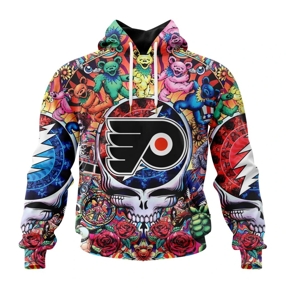Philadelphia Flyers Special Grateful Dead Design All Over Print Hoodie Style 14317