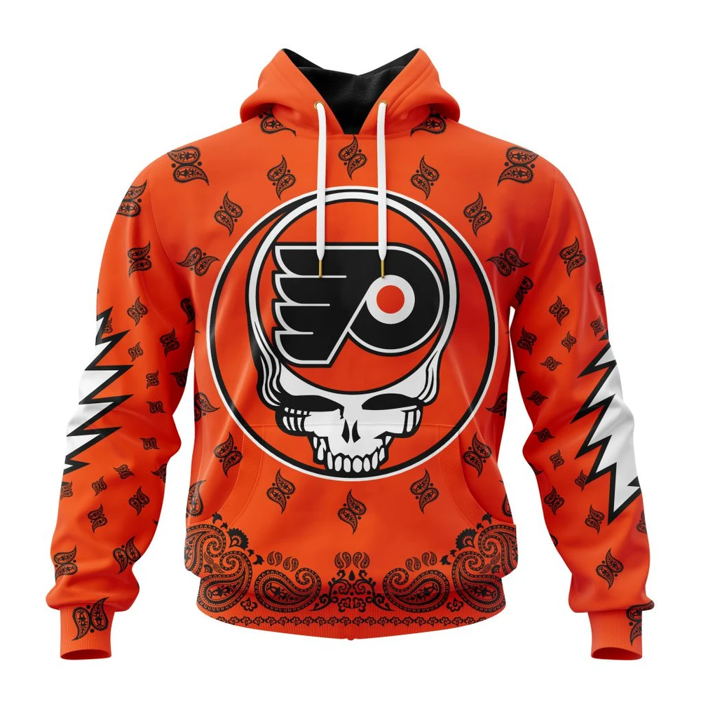 Philadelphia Flyers Special Grateful Dead Design All Over Print Hoodie Style 63734