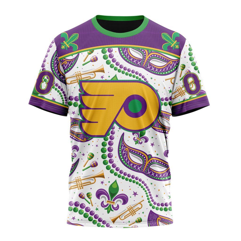 Philadelphia Flyers Special Mardi Gras Design 01 Personalized Name And Number T-Shirt Oregontrailrvpk Shirt