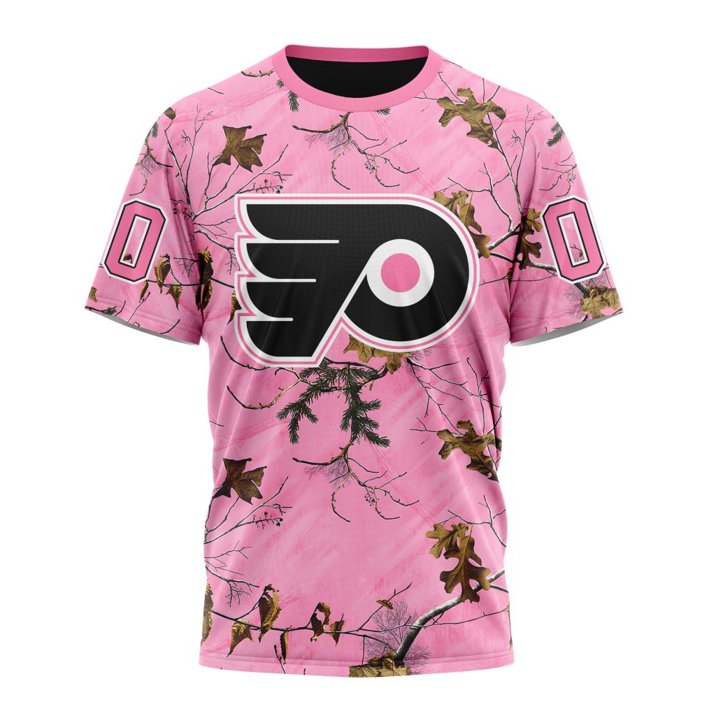 Philadelphia Flyers Special Realtree Pink Camouflage Design 01 Personalized Name And Number T-Shirt Oregontrailrvpk Shirt