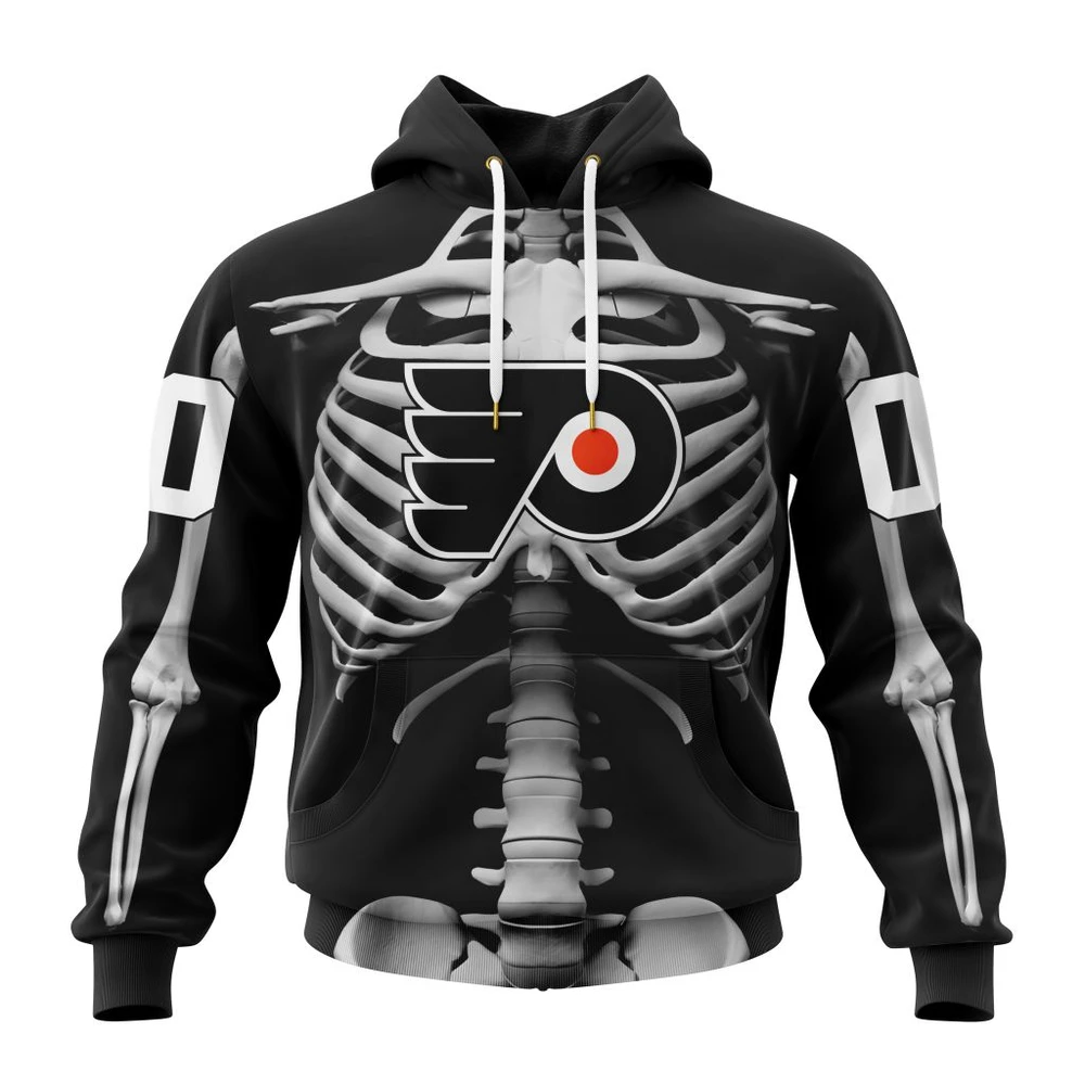 Philadelphia Flyers Special Skeleton Costume For Halloween All Over Print Hoodie Style 93337