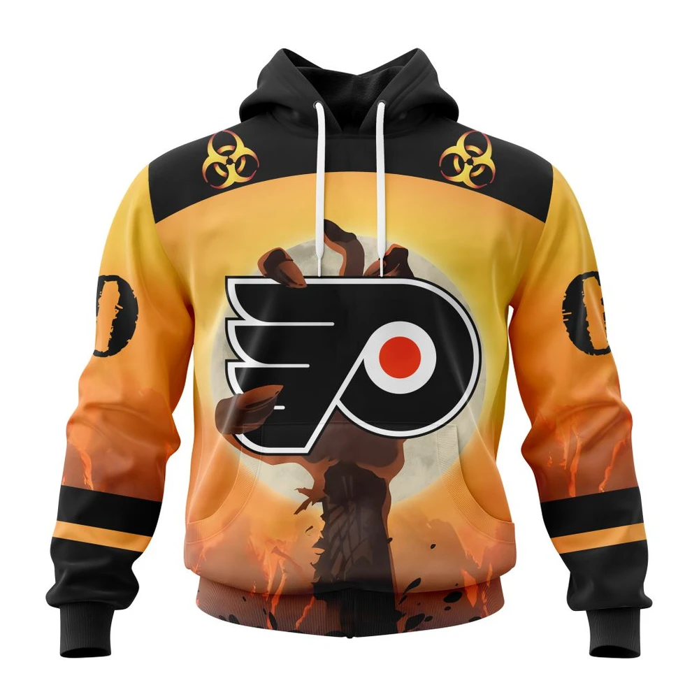 Philadelphia Flyers Special Zombie Design For Halloween All Over Print Hoodie Style 11271