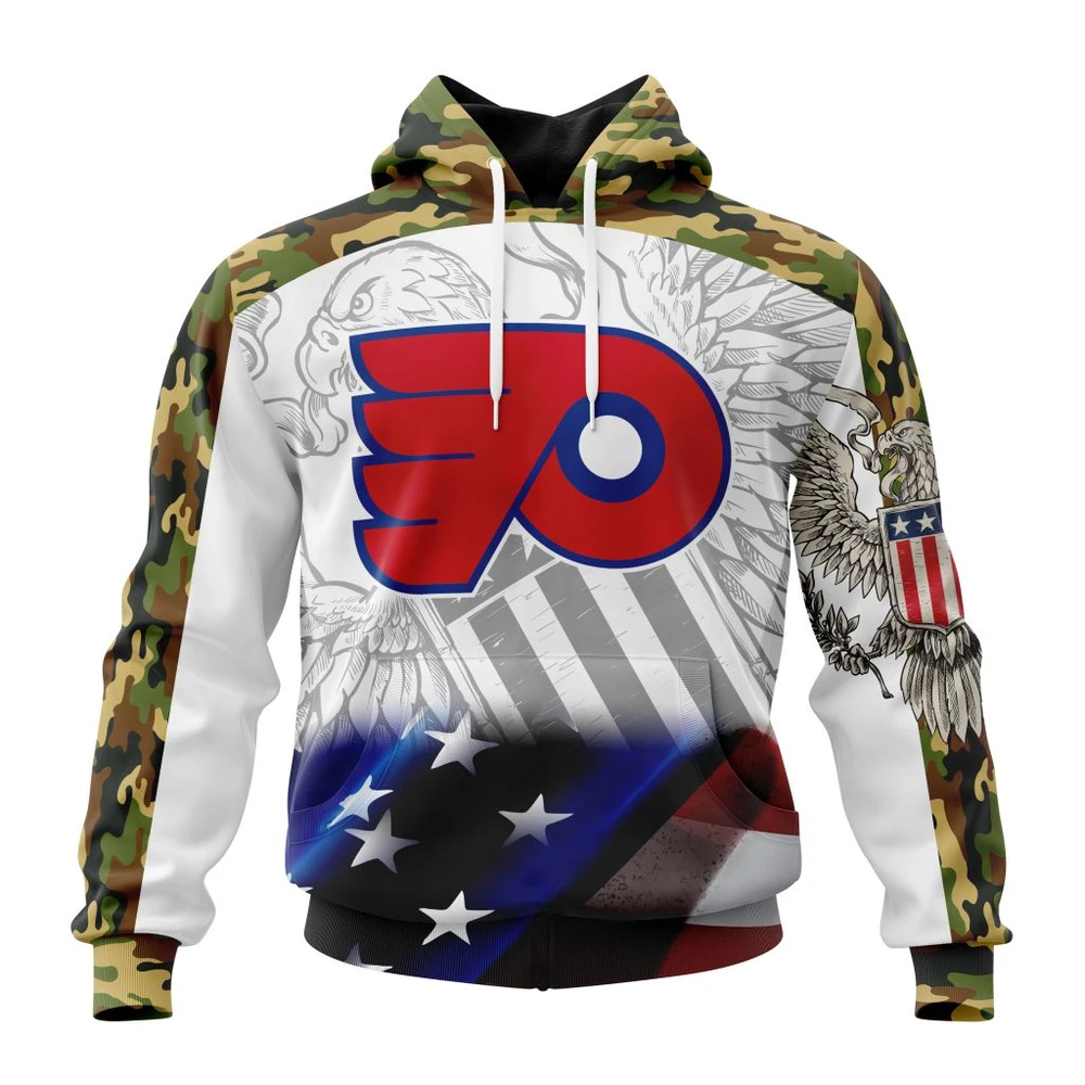 Philadelphia Flyers Specialized Design With Our America Flag And Our America Eagle All Over Print Hoodie Style 58050