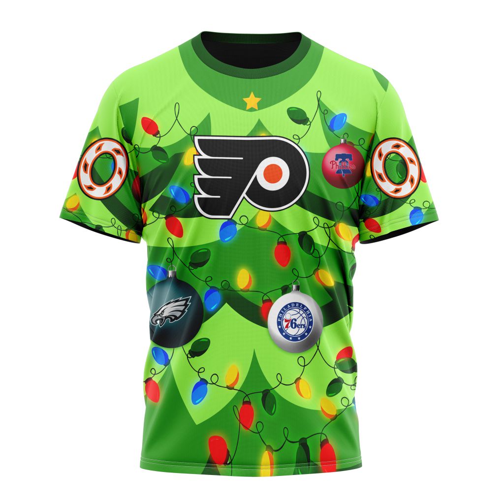 Philadelphia Flyers Specialized Unisex Kits With Unisex Kits With Christmass Tree Color And City's Sport Teams Personalized Name And Number T-Shirt Oregontrailrvpk Shirt